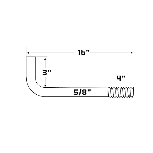 5/8"-11 x 16" L-Bolt Concrete Anchor Bolt - Hot Dip Galvanized by Conquest Fasteners