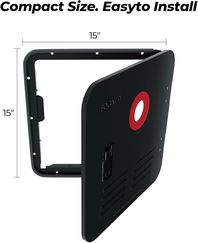 FOGATTI 15x15" RV Water Heater Replacement Door Kit - Black | External Access Panel for FOGATTI Tankless Heaters Only