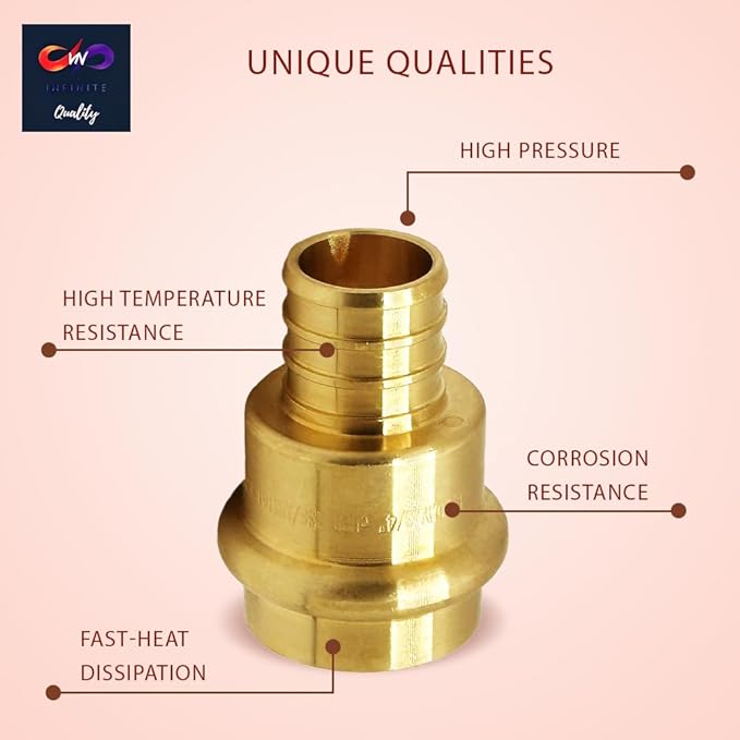 1/2 Inch PEX Coupling Brass Adapters for Copper - 1/2 inch Press - PEX Pipe Connection Press Fittings 1/2" (Pack of 5)