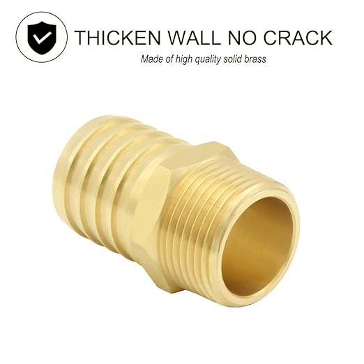 JoyTube 2 Pcs Hose Barb Fittings 1/2" Barb to 3/4" NPT Male Thread Brass Metals Adapter Connector with Hose Clamp