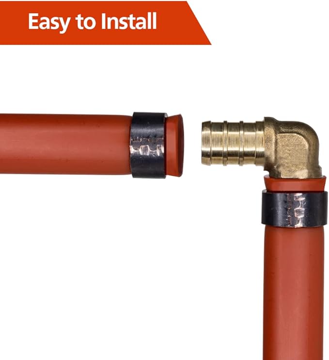 100 Pack 1/2" PEX Fittings, Brass PEX Elbow Fittings for PEX Tubing Pipe