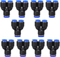 1/4" OD Push to Connect Y Spliter 3 Way Wye Quick Push Lock Adapter (Pack of 10)