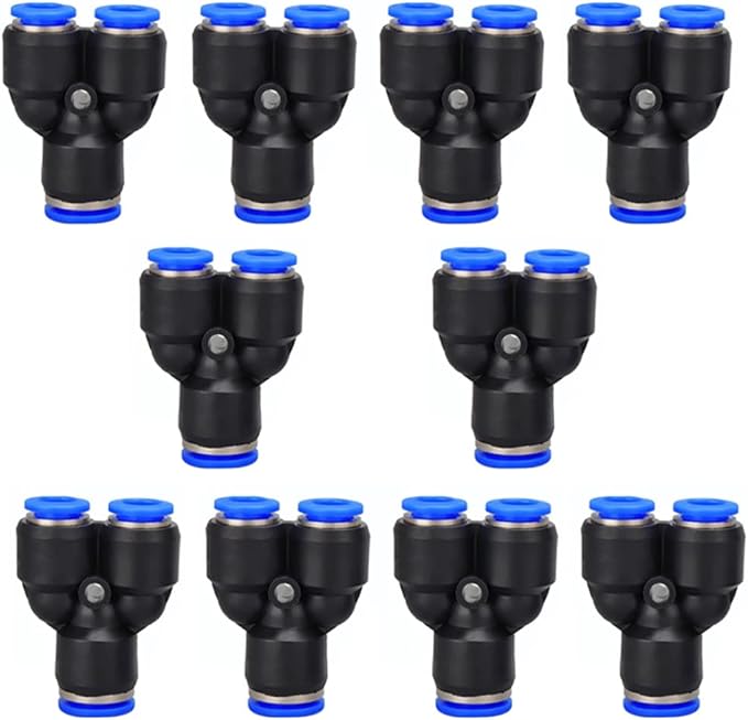 1/4" OD Push to Connect Y Spliter 3 Way Wye Quick Push Lock Adapter (Pack of 10)