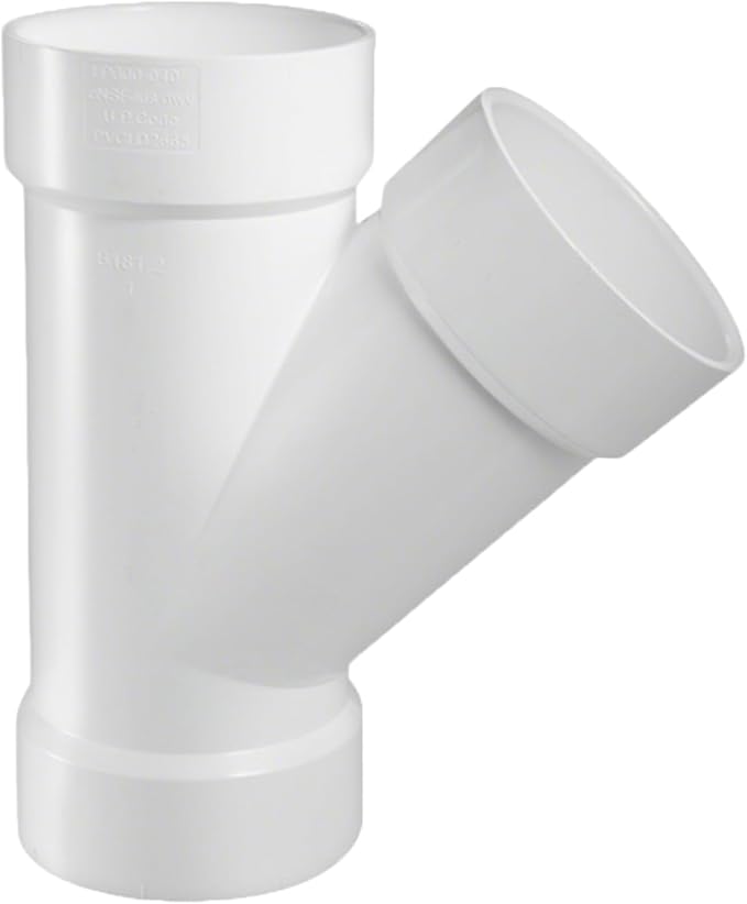 LESSO 4" PVC Pipe Fitting, Deep WYE DWV, 4 inch PVC DWV Fitting High Flow Capacity White for Plumbing and Pool Systems, SCH40 (1 Unit Piece)