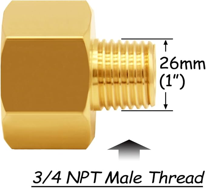 2PCS Brass Reducer Adapter, 1" NPT Female to 3/4" NPT Male Thread, Hex Reducing Pipe Fitting Coupler Nipple Connector for Water/Oil/Gas