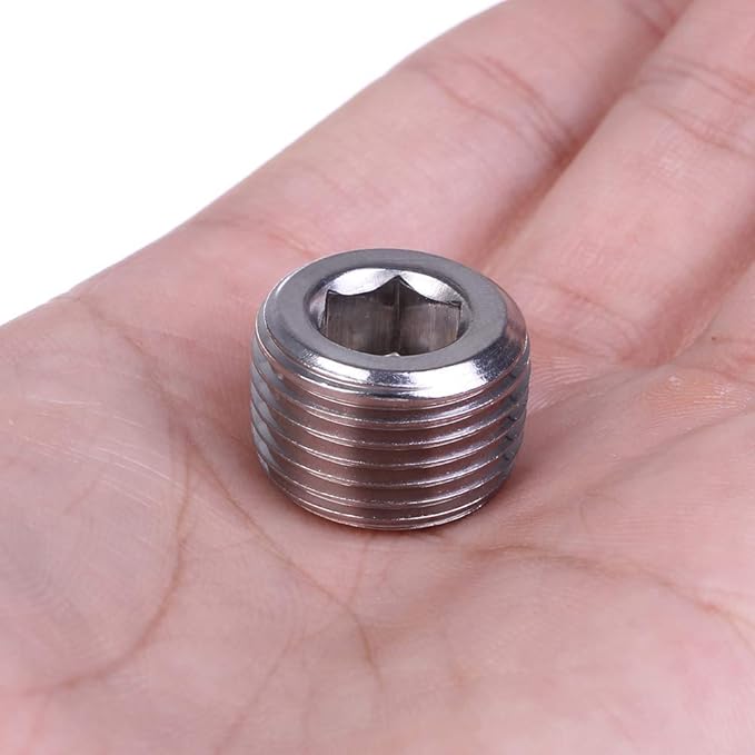 Joywayus 5Pcs Stainless Steel Internal Hex Thread Socket Pipe Plug 1/8"NPT Male