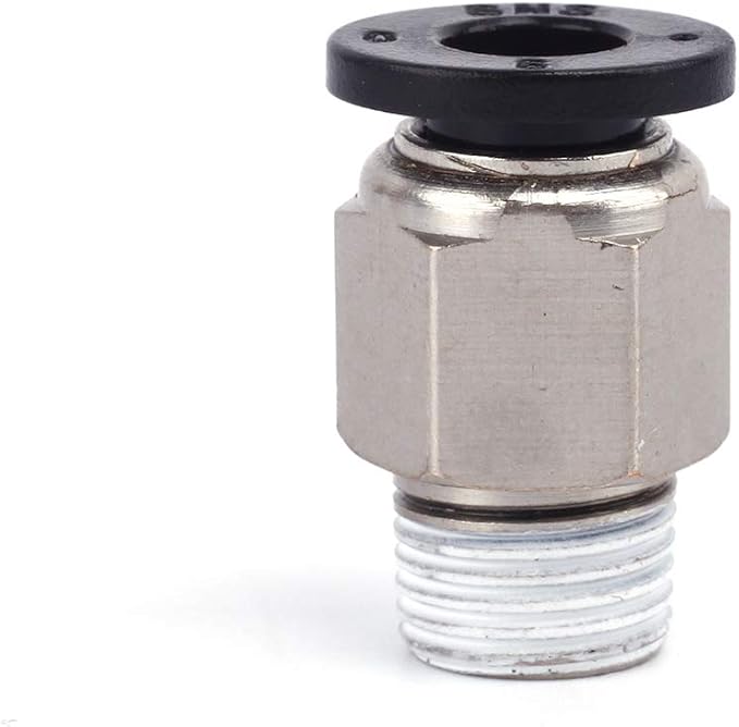 SNS 6mm Tube OD x 1/4 NPT Male Straight Nickel Plated Brass Push to Connect Pneumatic Fittings（10 PCS） SPC6-02NPBK