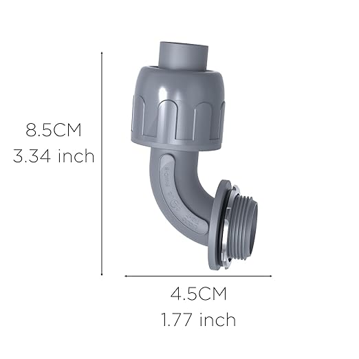1/2-Inch Liquid Tight Connector 90-Degree, for PVC Electrical Flexible Conduit Fittings NPT Non-Metallic Connectors, for Home Outdoor Tubes Tools, UL Listed, Grey, 60-Pack