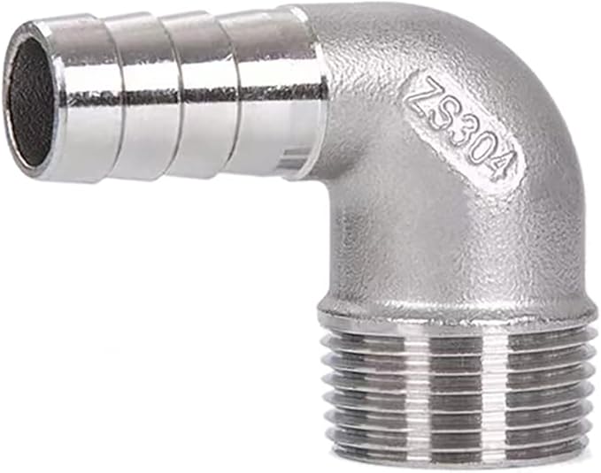 Stainless Steel Elbow 5/8" Hose Barb x1/2" NPT Male 90 Degree Home Brew Pipe Fitting