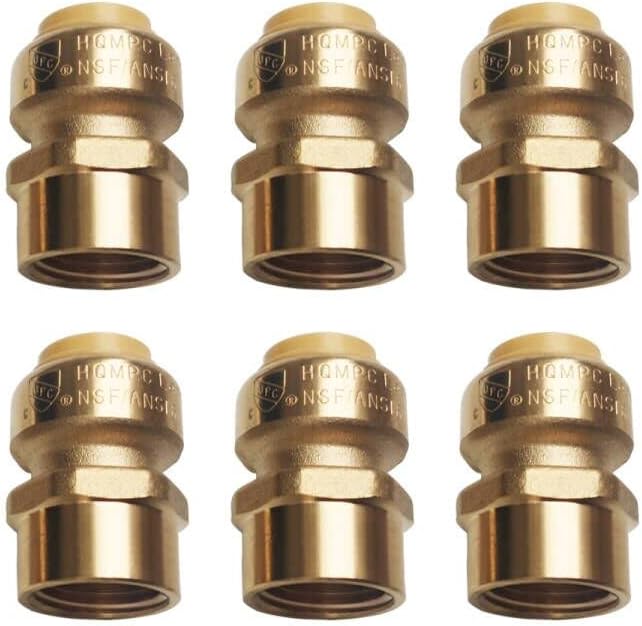 HQMPC 1/2" Pex Fitting Straight Coupling Push Fit PEX Fittings Female, Push-to-Connect Copper, CPVC, No Pb Brass Plumbing Fittings (6 PCS, 1/2")
