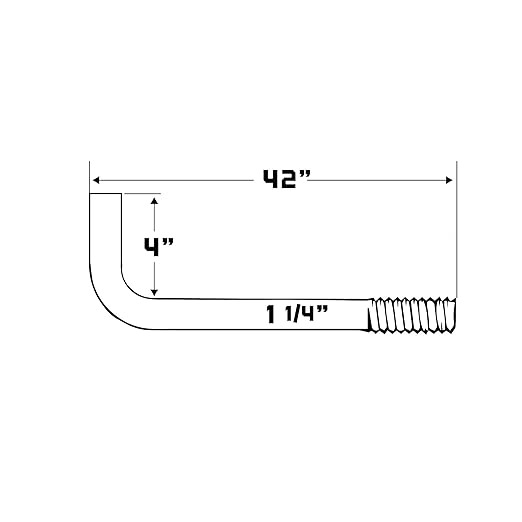 1-1/4"-7 x 42" L-Bolt Concrete Anchor Bolt - Hot Dip Galvanized by Conquest Fasteners