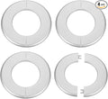 HARFINGTON 4pcs Wall Split Flange 78mm/3.1" Self-Adhesive Plumbing Cover Plates ABS Plastic Round Escutcheon Plate Buckle Design for Water Pipe Bathroom Kitchen Decoration, Silver Tone