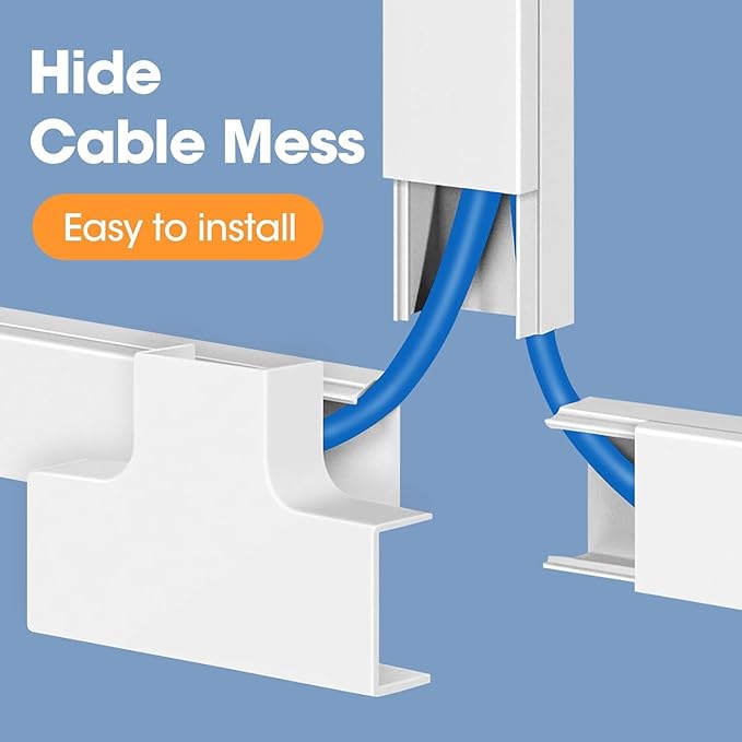 315in Cord Hider Kit, Paintable Cable Raceway, Cord Covers for Wires on Wall, Cord Hider for Wall Mount tv, tv Cable Hider Wall kit, Wire Covers for Cords, 20X L15.7in X W0.96in X H0.57in, White