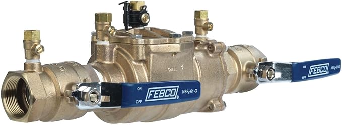 Febco LF850 Series 2" Lead-Free Copper Silicon Alloy Double Check Valve Backflow Preventer Assembly, Quarter Turn Shutoff, Small Diameter, NPT Connections, Freeze Sensor, Modular Design