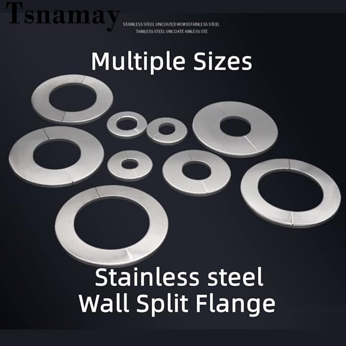 Wall Split Flange, Stainless Steel Round Escutcheon Plate for 4.88"/124mm Diameter Pipe, Pack of 2
