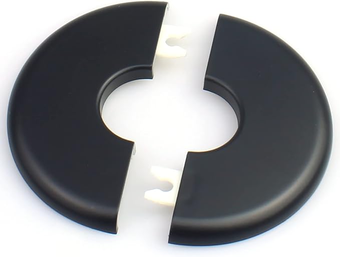 FDXGYH 2 Pcs ID 1-1/3 Inch ABS Wall Split Flange Self-Adhesive tape Round Escutcheon Plate Cover for Water Pipe Faucet Decoration Accessories [Black]