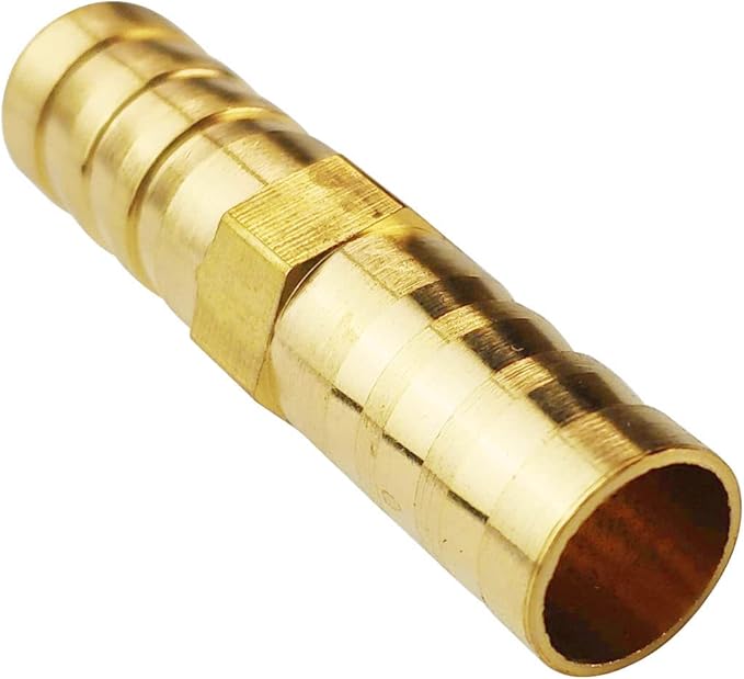 2PCs 3/8" Brass Hose Barb Fitting Straight Shape Barbed Splicer Mender Union Fitting with 4PCs Hose Clamp for Oil Water Air