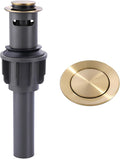 ALEASHA Bathroom Sink Drain with Overflow Vessel Sink Stopper, Pop Up Drain for Bathroom Sink Pop Up Drain Stopper for Hair Catcher, Brushed Gold