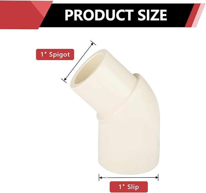 50-PACK EFIELD CPVC Street Elbow,1" Spigot x 1" Slip 45-Degree Elbow Fitting,(CPVC012-10-50PCS)