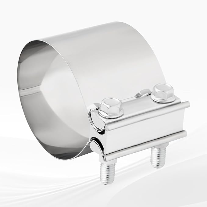 4'' Inch Exhaust Clamp,4 Inch Butt Joint Exhaust Seal Band Clamp Sleeve Coupler Universal For Exhaust System 2PCS Polished T304 Stainless Steel