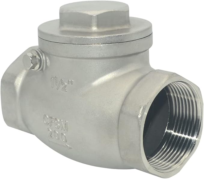 VARMHUS Stainless Steel SS316 Swing Check Valve,NPT Female x Female Thread,WOG 200 PSI PN16 CF8M (1-1/2")