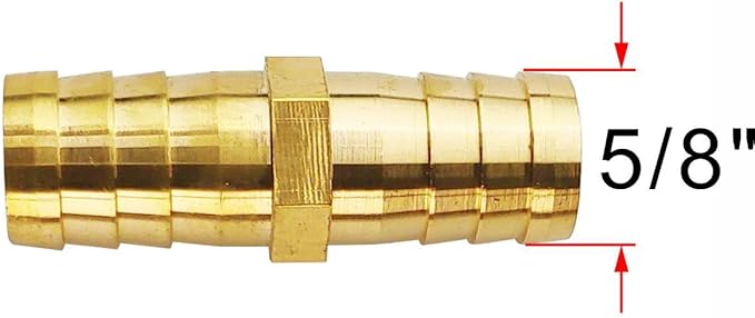 10PCs 5/8" Brass Hose Barb Fitting Straight Shape Barbed Splicer Mender Union Fitting for Oil Water Air