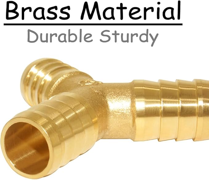 3PCS Solid Brass 1/2"OD Barb Fitting Y 3-Way Union Intersection Barbed Hose Fittings for Water/Oil/Gas