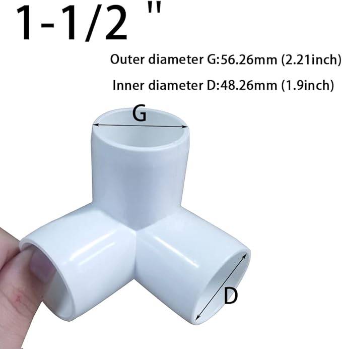 1-1/2“ Tee PVC Fitting 3 Way Elbow Connector, Furniture Grade 90 Degree Elbow Side Outlet, PVC Corner Fittings for Building Furniture Greenhouse Shed Pipe Fittings Tent Connection(Pack of 16)