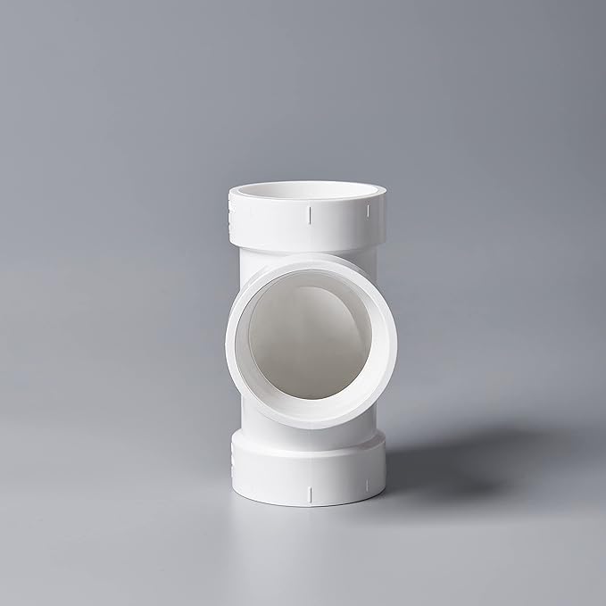 Rainbow Dream 3 Inch DWV PVC Tee Pipe Fitting Adapter - 1pc, White