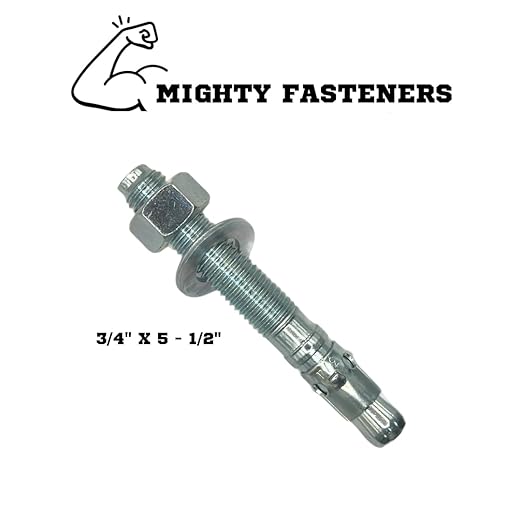 Zinc-Plated Steel Wedge Anchors, 3/4" X 5-1/2" - Heavy-Duty Mounting Bolts for Concrete - 25 Pack