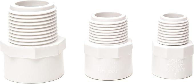10pcs 3/4 Inch 2-Way PVC Male Threaded Adapter Adaptador macho Fittings (Socket x Male Pipe Thread) Coupling Schedule 40-10 Pack White (0.75 Inch)