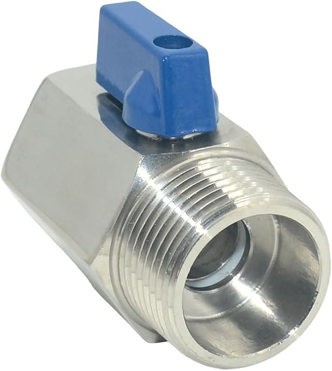 2 Pack Mini Ball Valve, Stainless Steel Female x Male NPT Thread Shut-Off Valve (1")