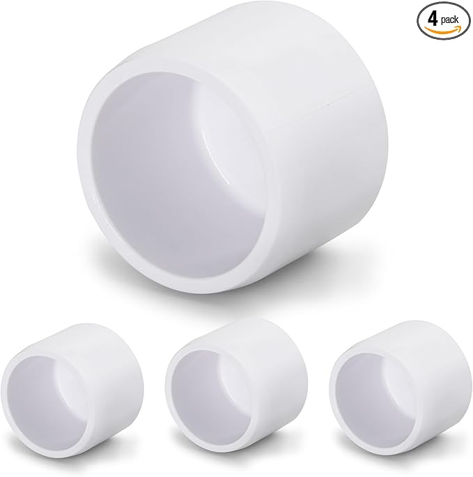 SCH40 PVC Cap 3/4 Inch - Fit Standard 3/4" SCH40 PVC Pipes (OD Approx. 1.05"), Zernmiarder Furniture Grade Pipe Caps, White Pipe Cover Fittings for Plumbing, DIY, Garden & Furniture - 4 Pcs