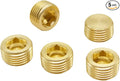 Hooshing 3/8" NPT Brass Pipe Plug Counter Sunk Internal Hex Thread Socket Pipe Plug, 5 Pack