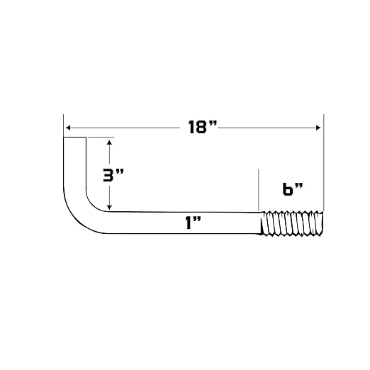 1"-8 x 18" L-Bolt Concrete Anchor Bolt - Hot Dip Galvanized by Conquest Fasteners