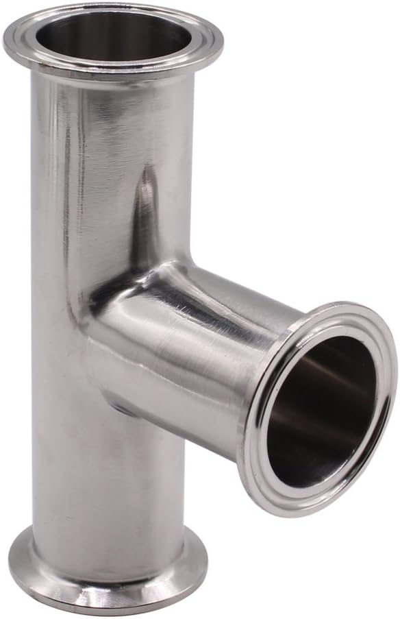 DERNORD Clamp Tee 3 Way Stainless Steel 304 with 3 Silicone Gaskets Fits 2" Tri Clamp, 51mm Pipe OD Sanitary Fittings (2 inch)