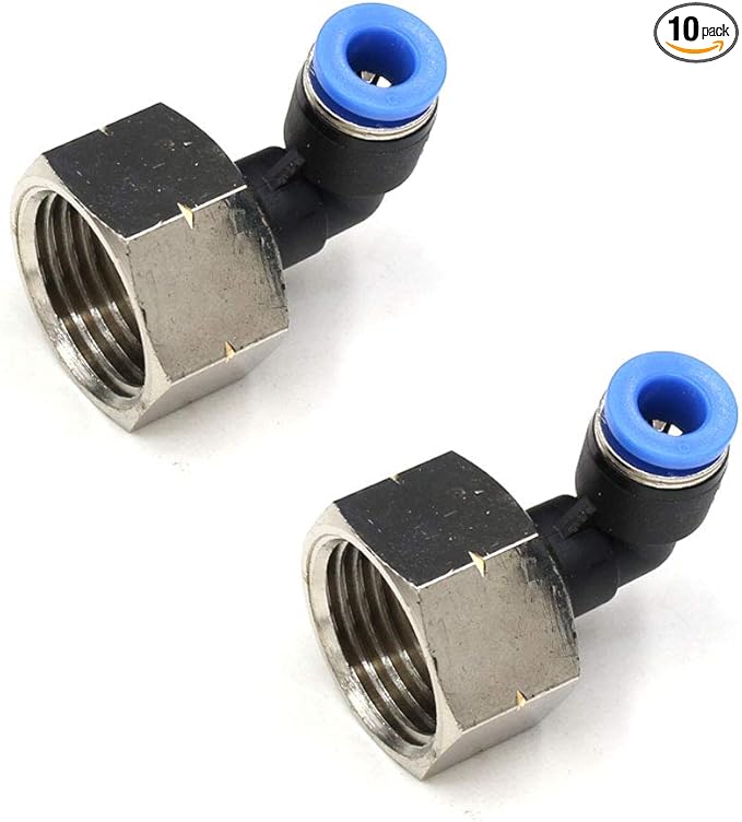 CEKER 6MM Female Push to Connect Fittings 90 Degree Elbow Push Fittings Air Fittings, PL 6mm Tubing Od x 1/2" Npt Female Thread Pneumatic Push Connectors Quick Connect Tube Fittings 10Packs