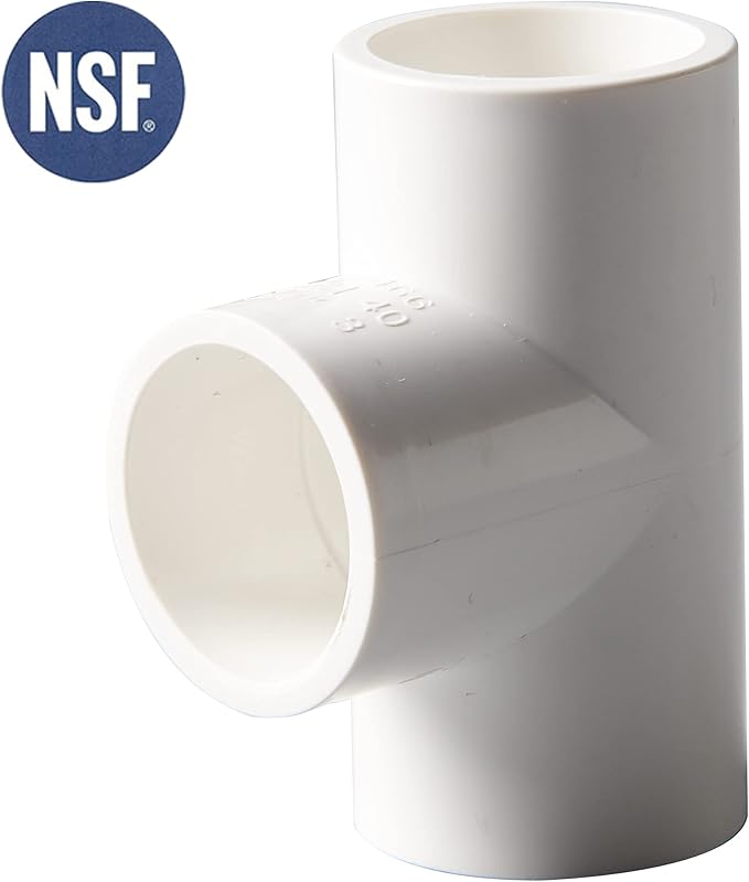 Rainbow Dream 2 Inch PVC Tee Pipe Fitting Adapter (Socket x Socket x Socket) - 3 Pack, White