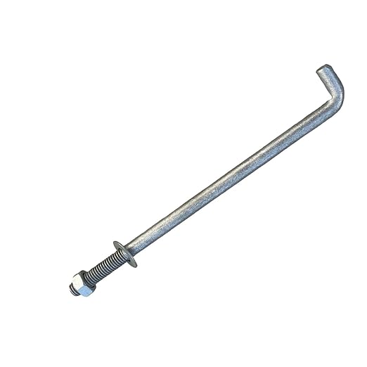 Sandbaggy 1/2" X 10" Threaded Concrete Anchor L-Bolts (Nuts & Washers Included) - Hot Dipped Galvanized - Sill Plate, Base Plate, Masonry, Wood, Cement Anchors, J Bolt (1500, 1/2" x 10")