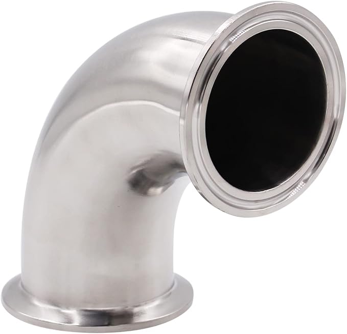 DERNORD 1" Tube OD Sanitary Ferrule Elbow 90 Degree Pipe Fitting with 2 Silicone Gaskets SUS304 Tri Clamp 1.5 Inch