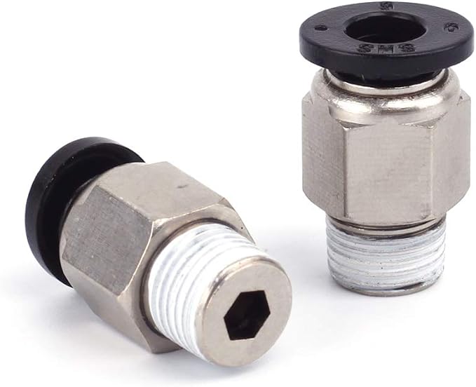 SNS 6mm Tube OD x 1/4 NPT Male Straight Nickel Plated Brass Push to Connect Pneumatic Fittings（10 PCS） SPC6-02NPBK