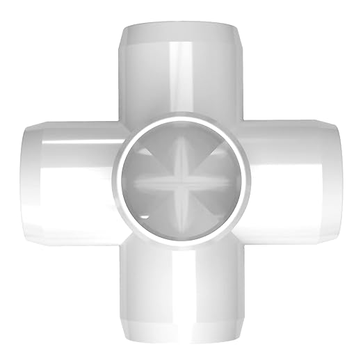 FORMUFIT 3/4" 5-Way Cross Furniture Grade PVC Fitting in White, Made in USA, UV-Resistant, Impact-Proof, 1.050" Actual Socket Diameter (Pack of 8) - F0345WC-WH-8