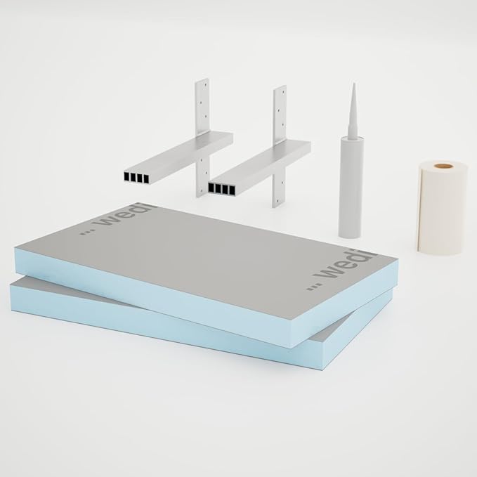 The Original Floating Shower Bench Kit­® with Wedi® Building Boards & Original Shower Bench Bracket® (12x46)-Great for New Constructions or Bathroom Renovations, Ready to Tile Shower Bench