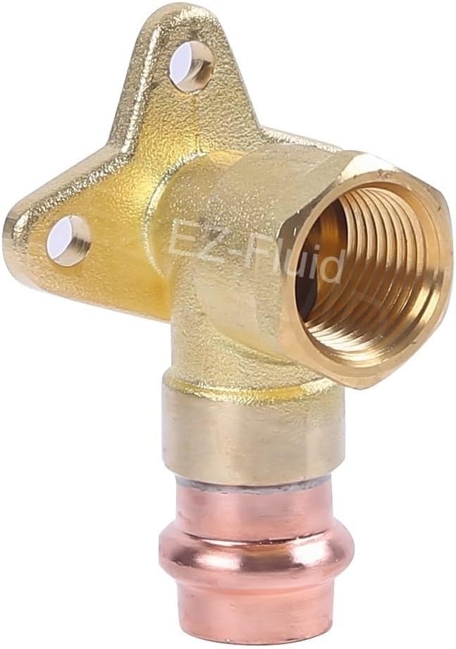 EZ-Fluid (1pc) 3/4" FIP x Propress Drop Ear 90 Degree Elbow,Press x FIP Brass Shower Drop 90 Elbow,HeavyDuty Brass Drop Ear,ProPress Press Copper Fitting Connection Plumbing Fittings