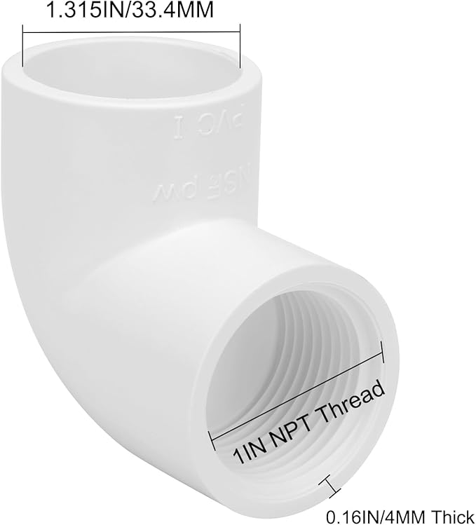 10Pack 1" Slip x Female Thread 90 Degree PVC Elbow Pipe Fitting Connector SCH40 1IN Socket to Female Threaded Elbow PVC Corner Adapter Pipe Fitting for Sprinkler, Irrigation