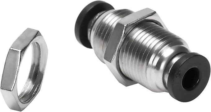 Bulkhead Union Push to Connect Tube Fitting 4mm Tube OD Double Threaded (10 Packs)