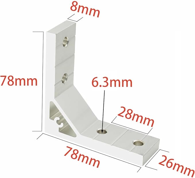 Iverntech 4 pcs Black Corner Bracket for 3030 Aluminum Extrusion Profile, 4 Hole Inside Strong Support Corner Brackets Gusset with 16Pcs M6 Screws + 16Pcs M6 T Nuts