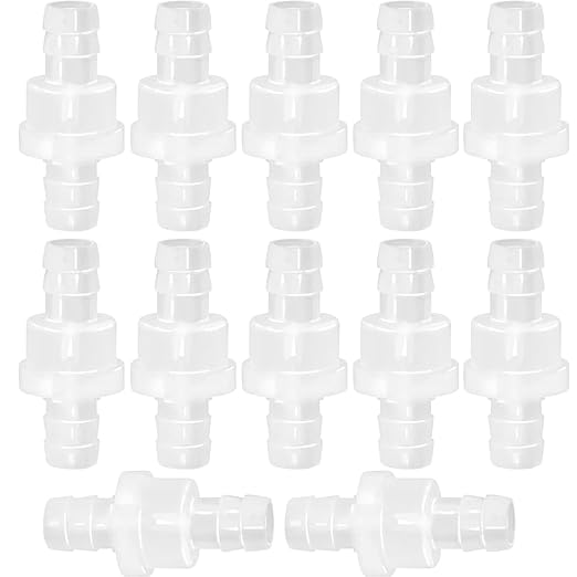 JoyTube 12 Packs Check Valve 1/2” (12MM) One-Way PVDF Plastic Hose Barb for Liquid Air