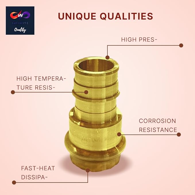 3/4 inch PEX Expansion Press Fitting 3/4-inch Crimp Coupling Brass Adapter For Copper and Pex Pipe Fittings Connection 3/4" (Pack of 10)