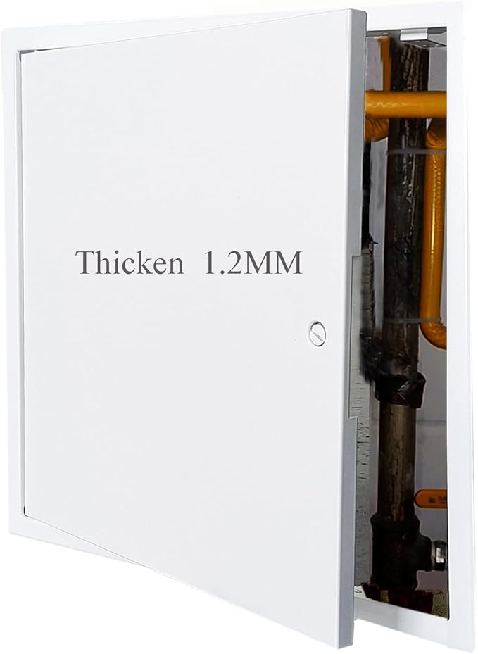 Fengze Thicken 0.048 Inch Steel Access Door 24 x 24 Inch with 4 Long Fixing Strips White Screwdriver Latch Access Panel for Wall and Ceiling 600 x 600 mm